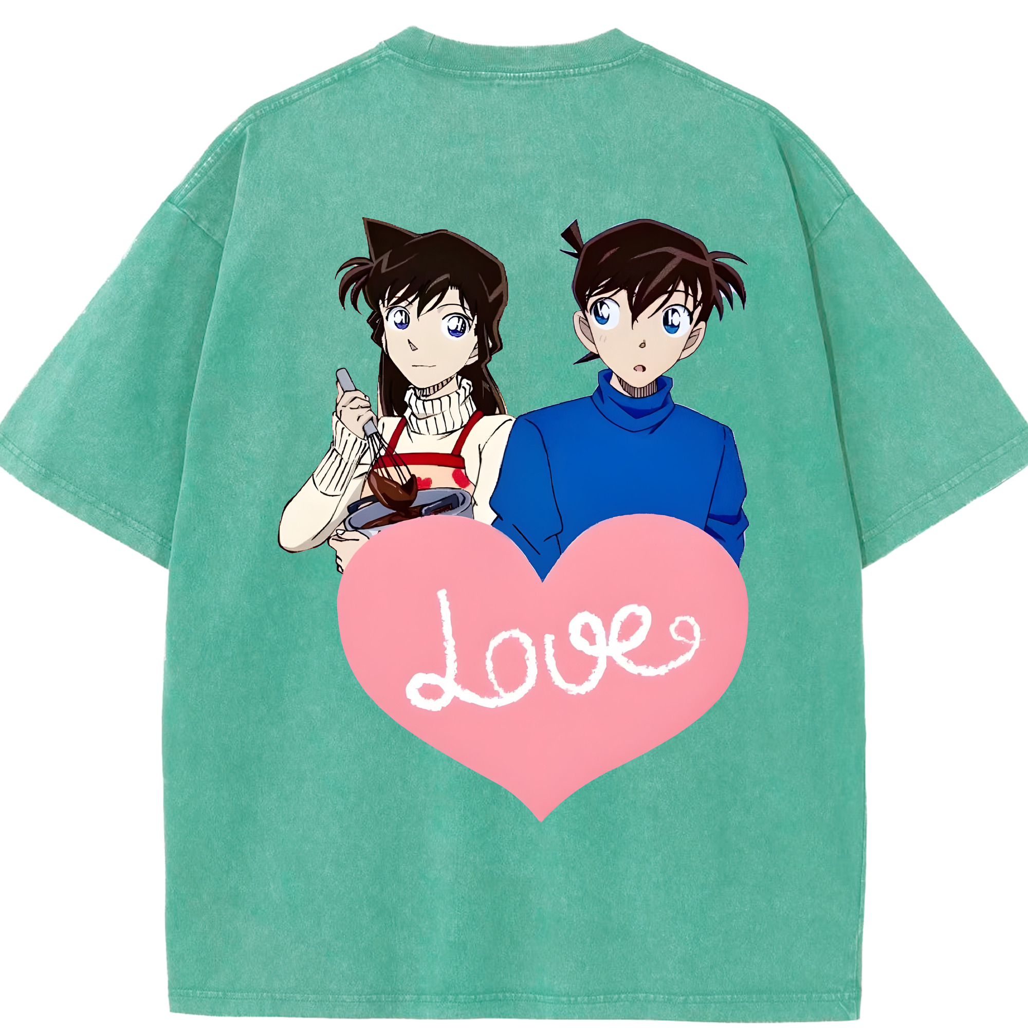 （画像用） 名探偵コナン 毛利 蘭 もうり らん、モーリ ラン Detective Conan Rachel Moore 綿100% ヴィンテージ風 半袖Tシャツ（背面プリント）